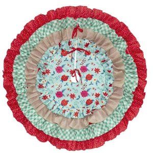 The Pioneer Woman Retro Holiday Floral 4 Tier Ruffle Christmas Tree Skirt 48"